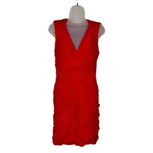 BCBGMaxazria Dress Womens Large Red Ruched Cut Out Mini Coacktail‎ Party Elegant